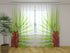 Photo Curtain Palm Leaves with Red Orchids