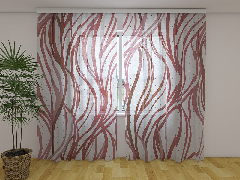 Photo Curtain Red Abstract Waves