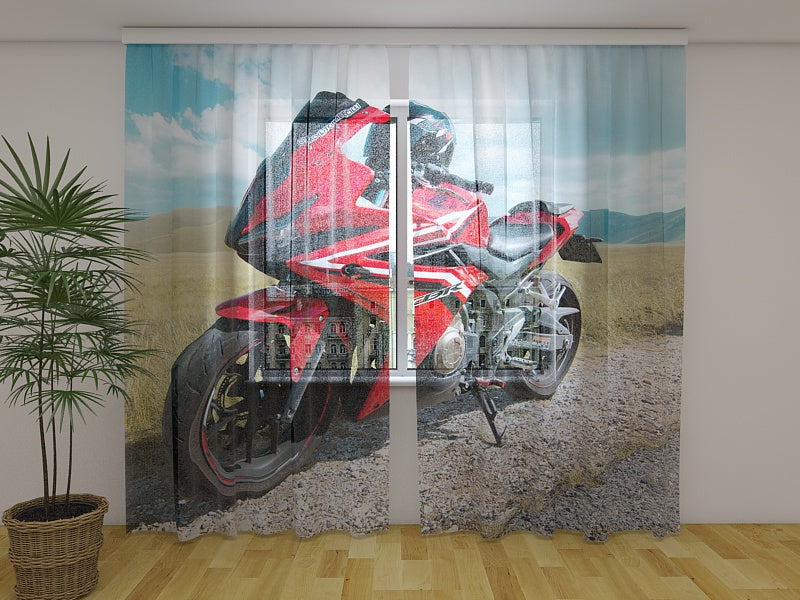 Photo Curtain Red Motorbike Honda