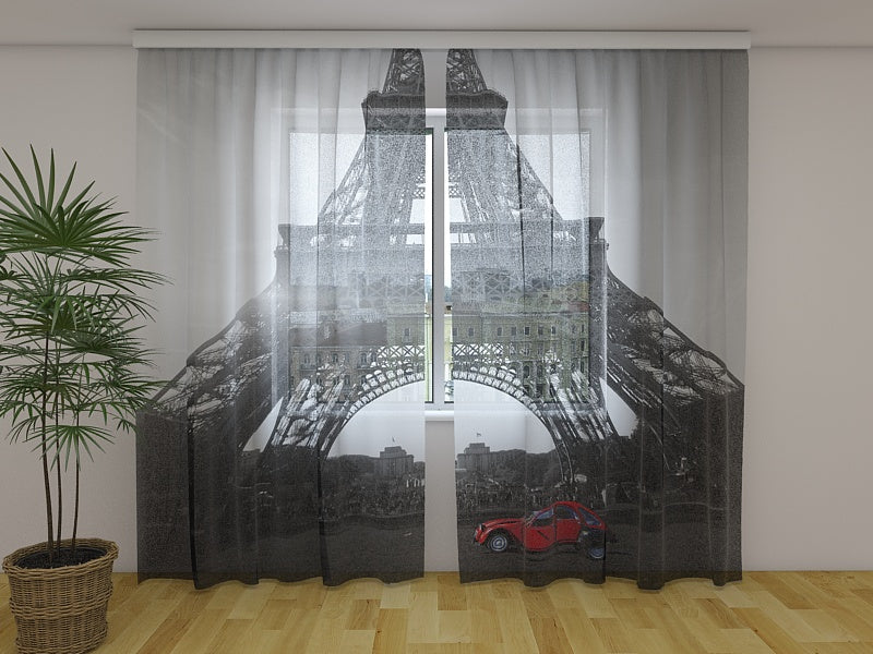 Rideau photo Voiture rétro et Tour Eiffel