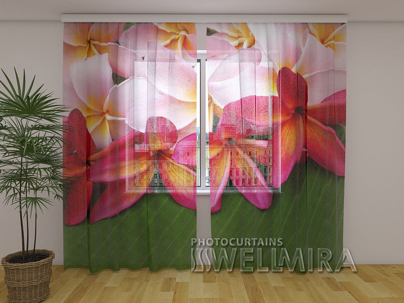 Photo Curtain Tropical Flowers - Wellmira