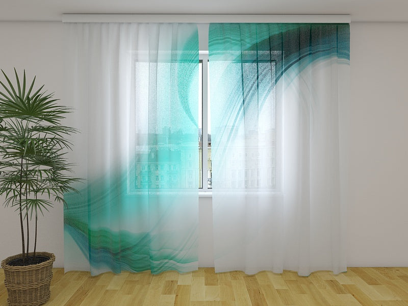 Photo Curtain Turquoise Abstraction