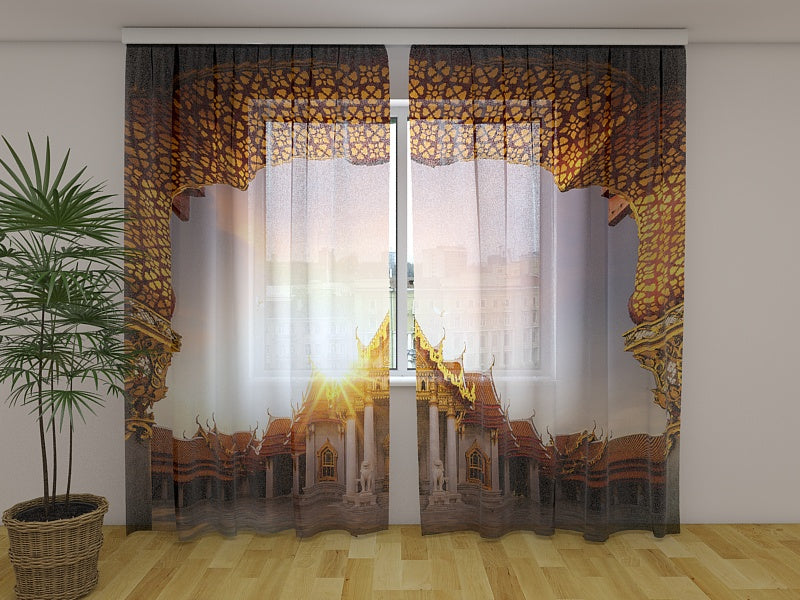 Cortina fotográfica Wat Benchamabophit en la ciudad de Bangkok