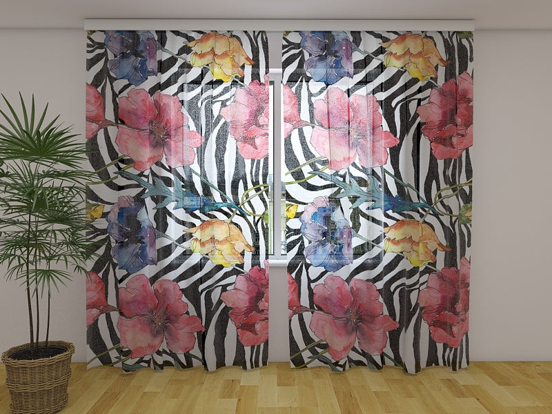 Photo Curtain Watercolor Fashion Poppies