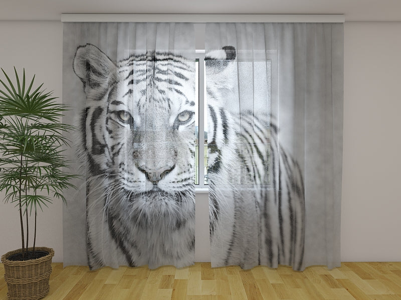 3D Curtain White Tiger - Wellmira