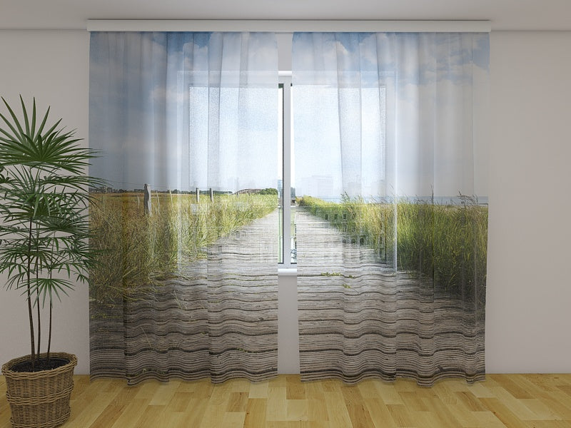 Photo Curtain Wooden Walkway on Sylt Island