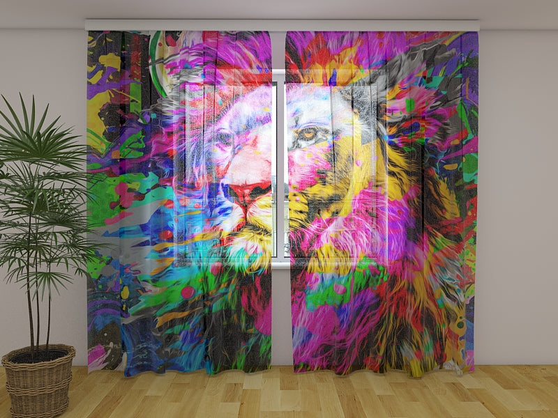 Rideau photo Lion coloré créatif