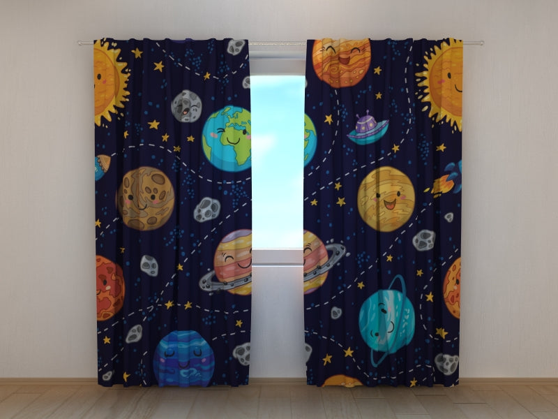 Photo Curtain Funny Planets, Stars, and Comets