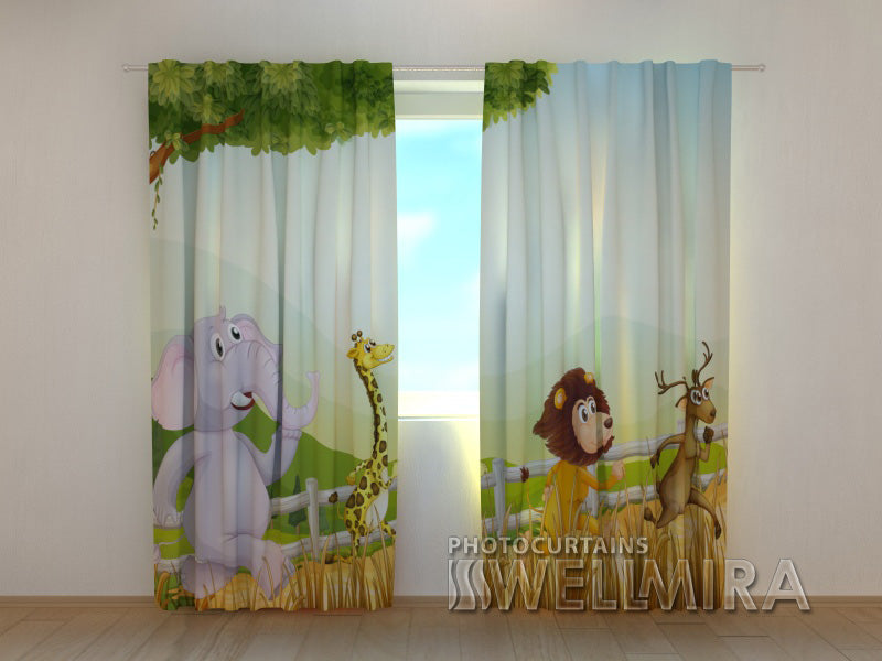 3D Curtain Funny Animals - Wellmira