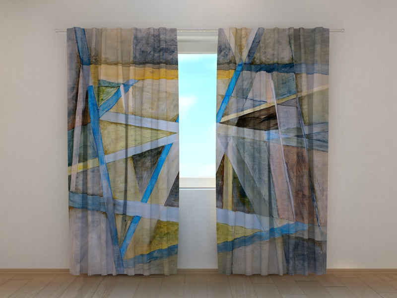 Photo Curtain Geometric Abstract Lines