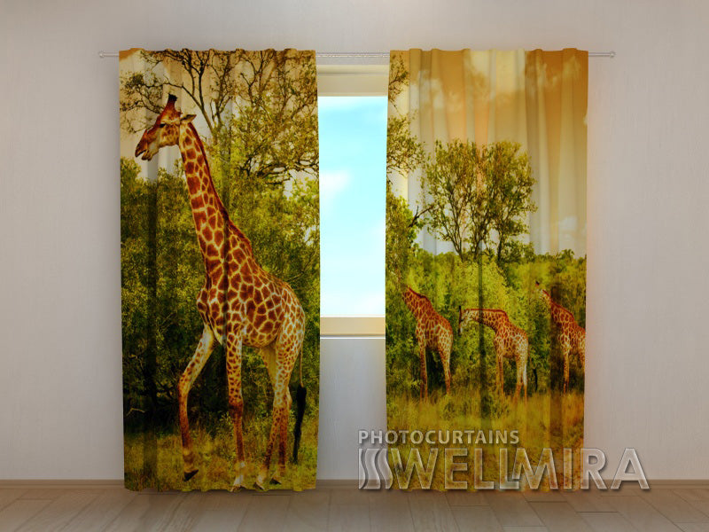 3D Curtain Giraffes - Wellmira