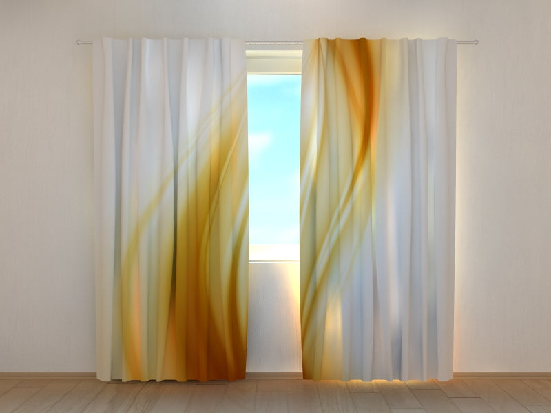 Photo Curtain Golden Abstract Wave