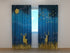 Photo Curtain Golden Deer in the Dark Blue Night