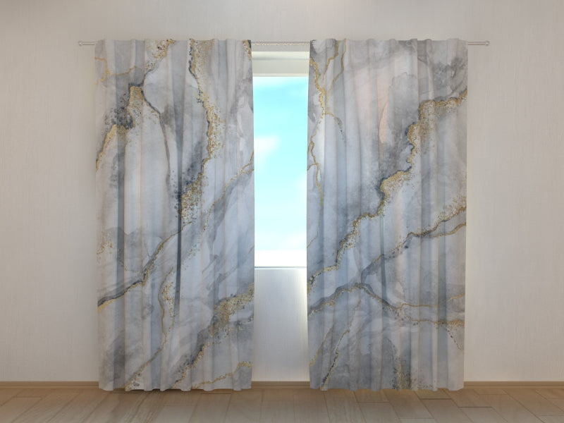Photo Curtain Gray Marble with Gold Veins
