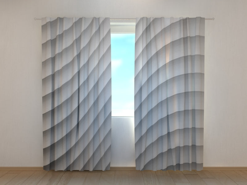 Photo Curtain Gray Wavy Abstraction