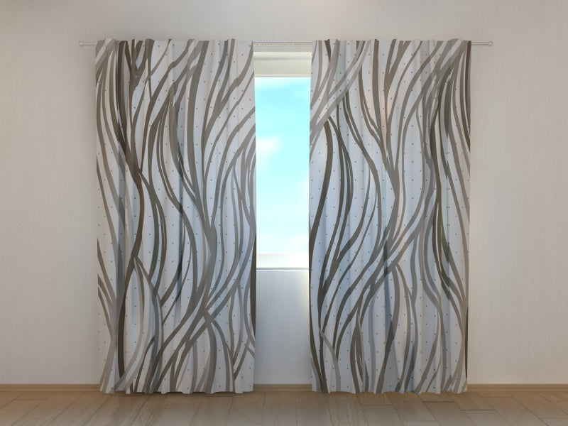 Photo Curtain Gray Abstract Waves