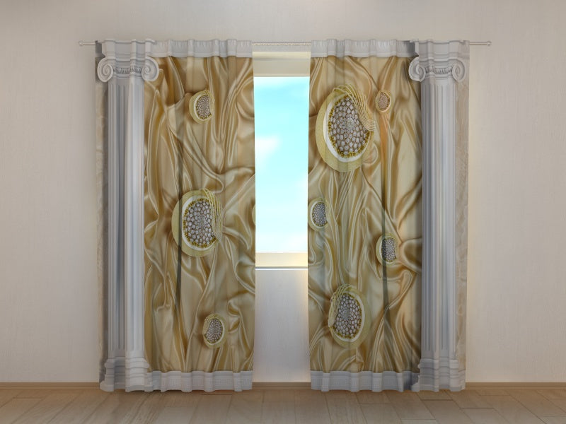 Photo Curtain Greek Columns and Silk Background