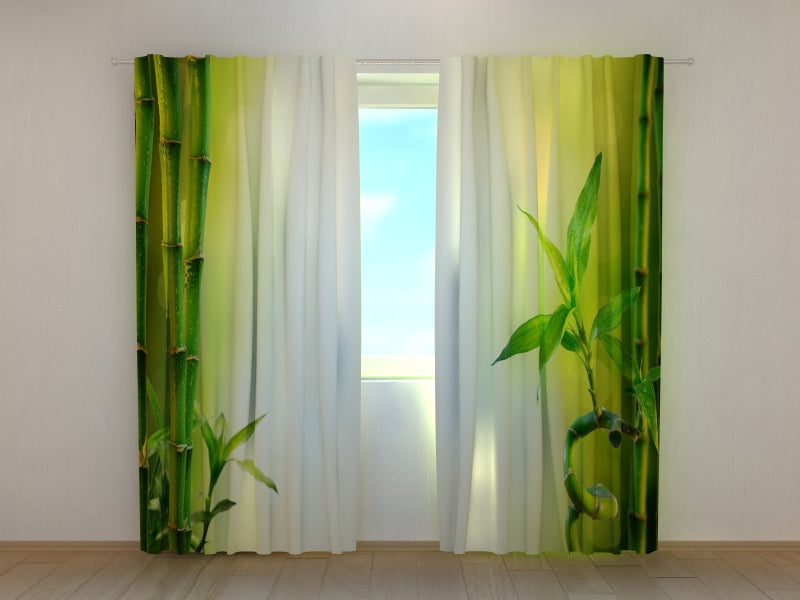 Photo Curtain Green Fresh Bamboo