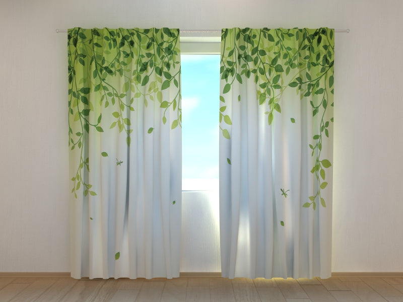 Photo Curtain Green Lianas with Leaves