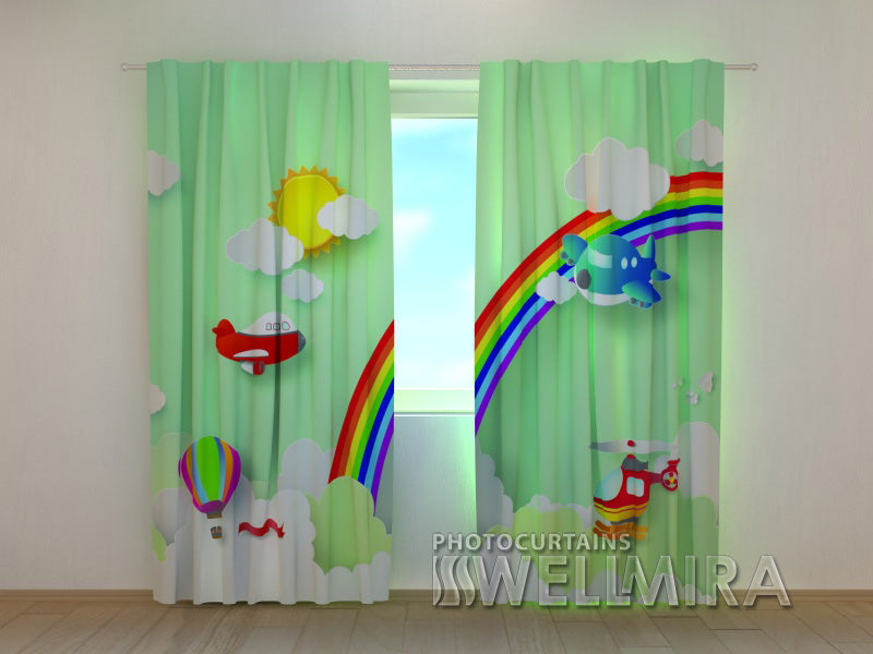 3D Curtain Helicopter over the Rainbow - Wellmira