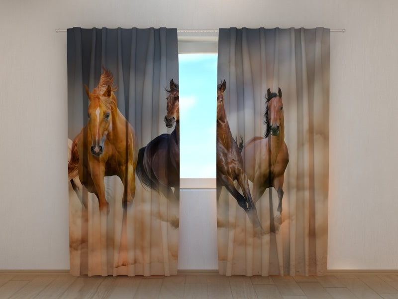 Photo Curtain Herd of Horses 2