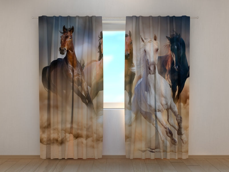 Photo Curtain Herd of Horses 3