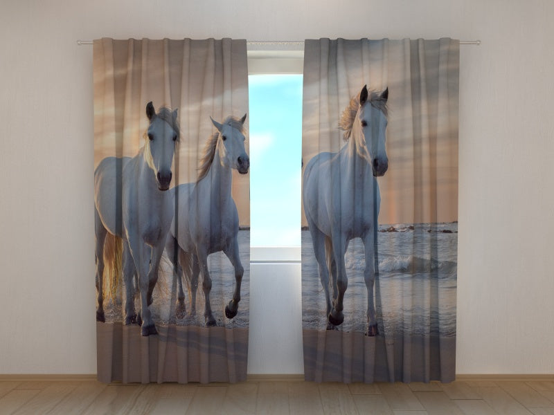 Photo Curtain Horses Family