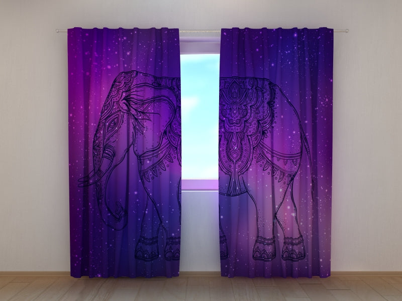 Photo Curtain Indian Elephant over Mandala