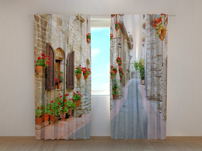 Photo Curtain Italian Alley with Flowers 2