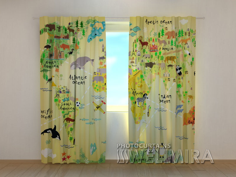 3D Curtain Kids Map - Wellmira