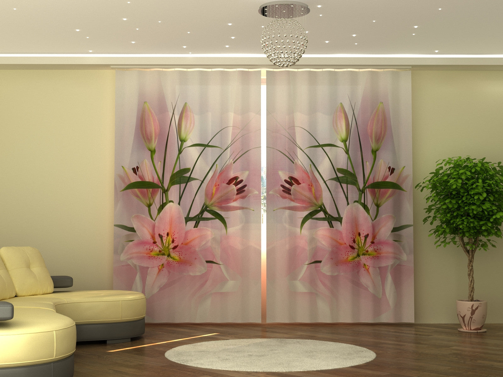 Photo-curtain Lilies W290xH250 cm - Wellmira