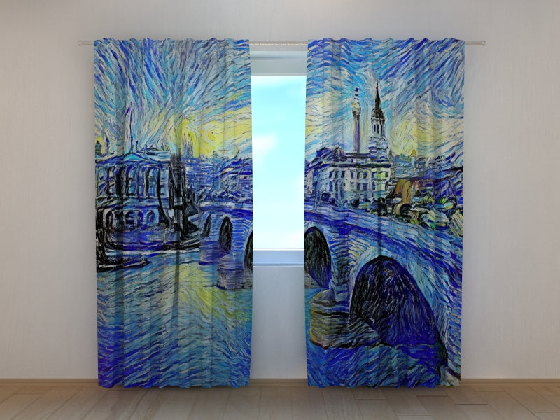 Photo Curtain London Bridge in Van Gogh Style