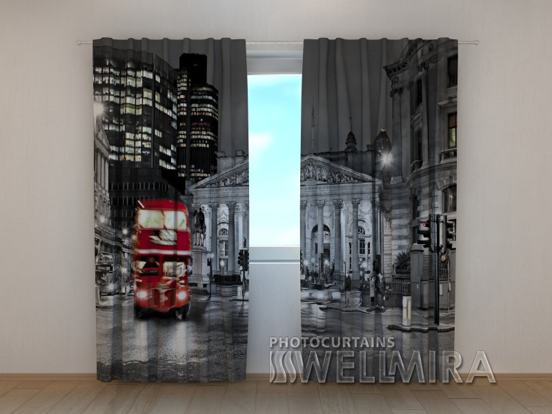 Photo Curtain London With Red Bus - Wellmira