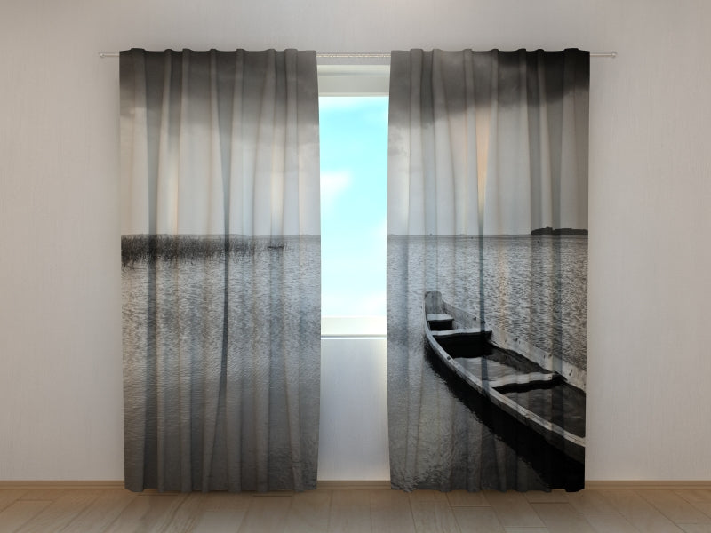 Photo Curtain Lonely Boat on Lake