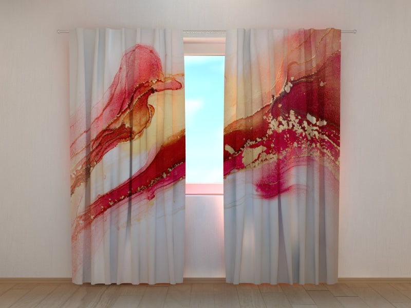 Rideau photo Luxe Abstraction en Rouge et Or