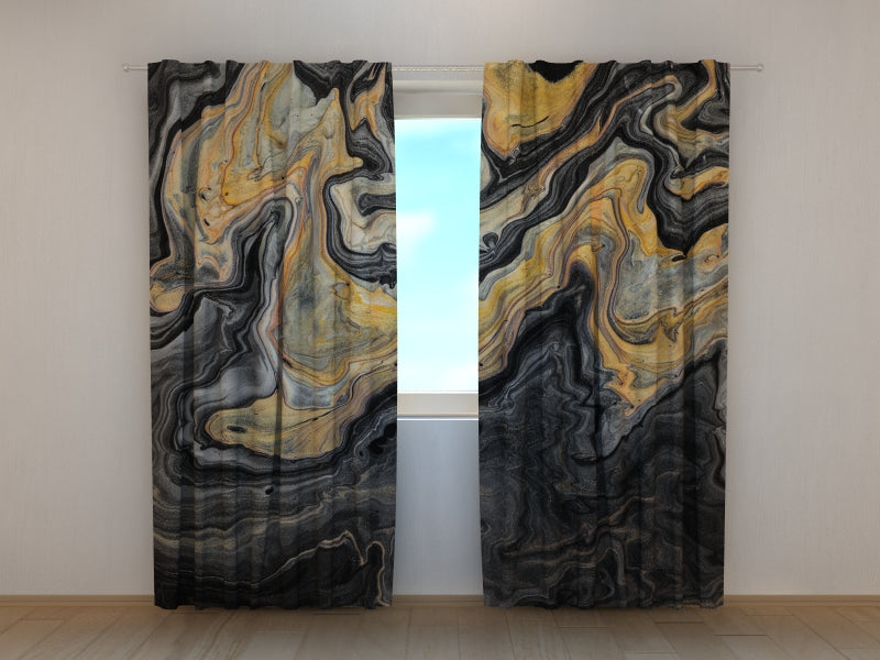 Photo Curtain Luxury Golden and Black Marble