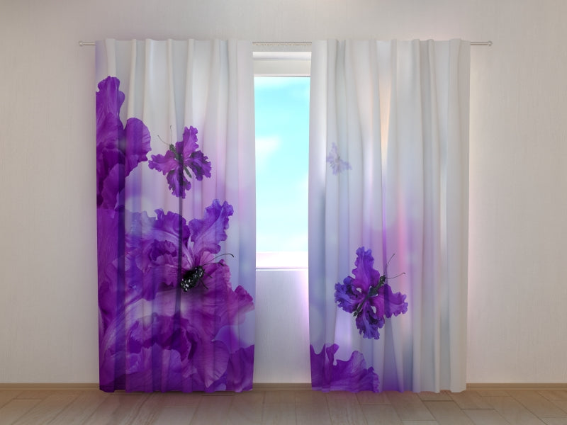 Photo Curtain Magic Purple Butterflies