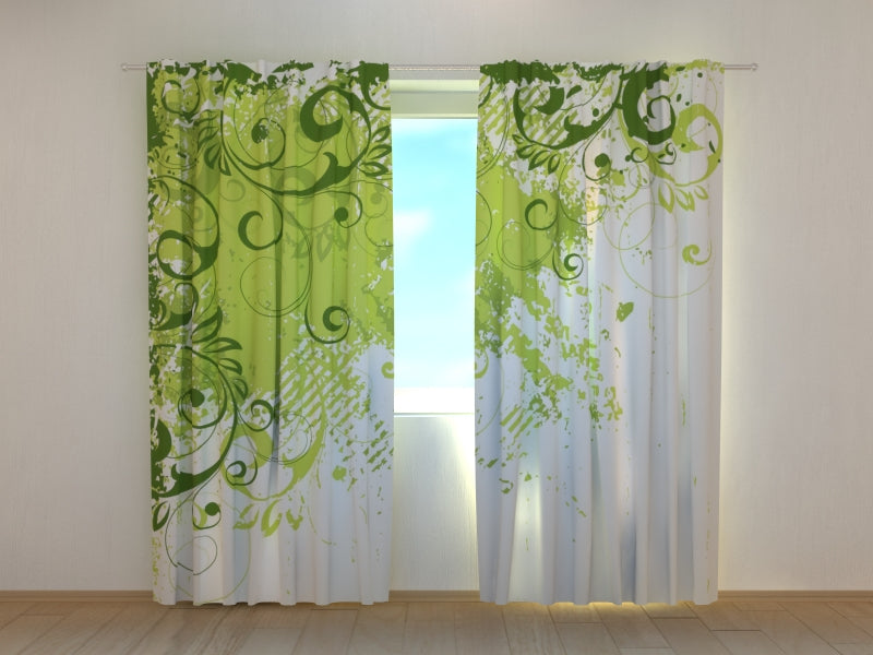 Photo Curtain Marvelous Green Abstraction