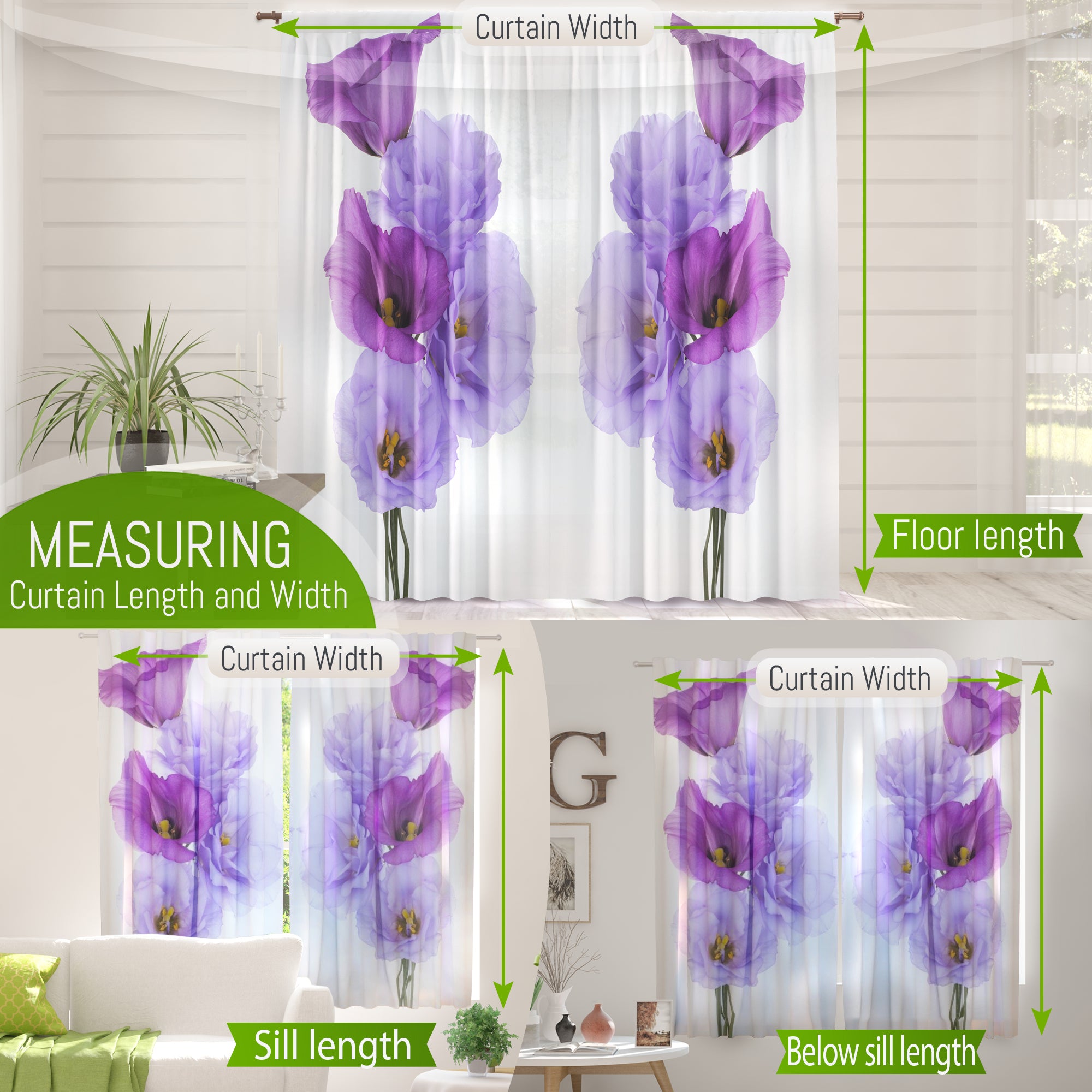 Photo Curtain Abstract Floral Watercolor Painting