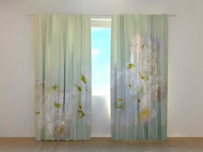 Photo Curtain Mint Roses