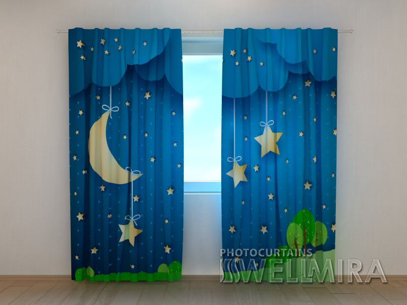 3D Curtain Moon and Stars - Wellmira