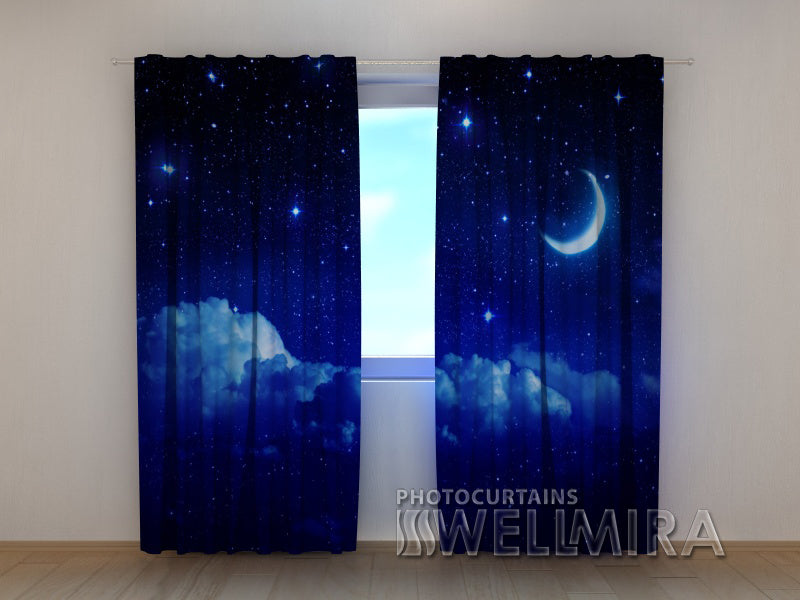 3D Curtain Moon over the Clouds - Wellmira