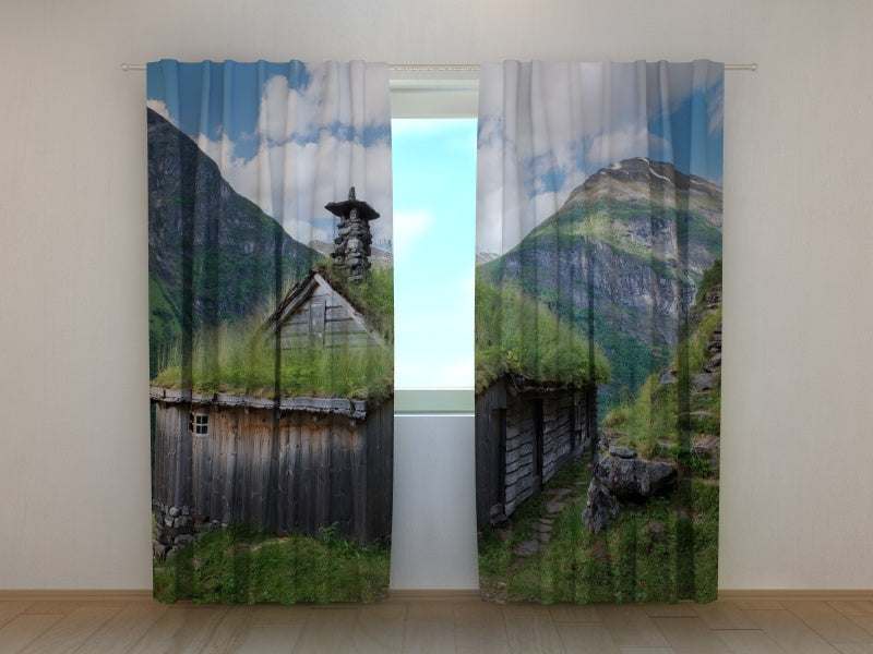 Photo Curtain Mountain Farm in Norway Fjords