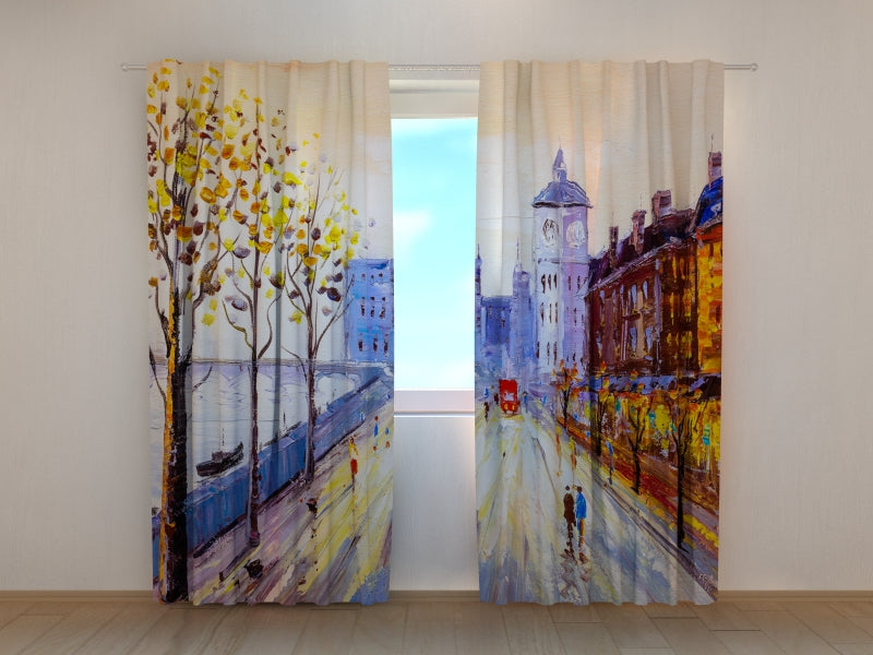 Photo Curtain Oil Painting View of London