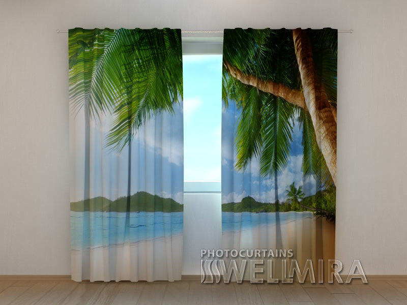 Photo Curtain Ocean and Palm trees - Wellmira