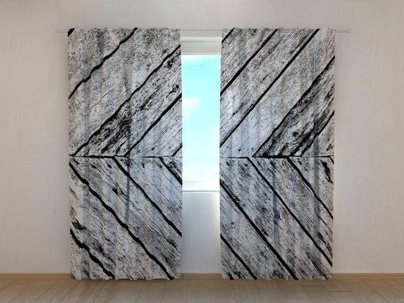 Photo Curtain Old Gray Wood