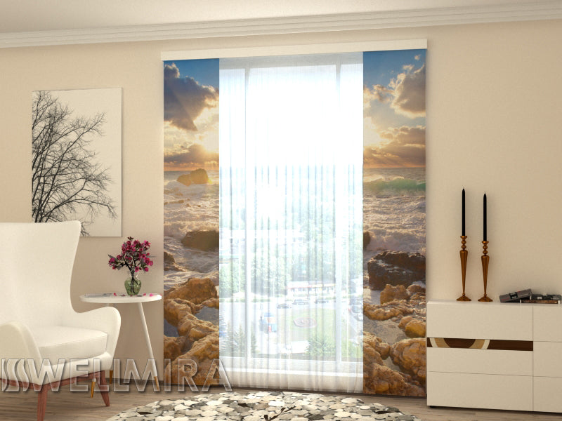 Set of 2 Panel Curtains Sea and Stones - Wellmira