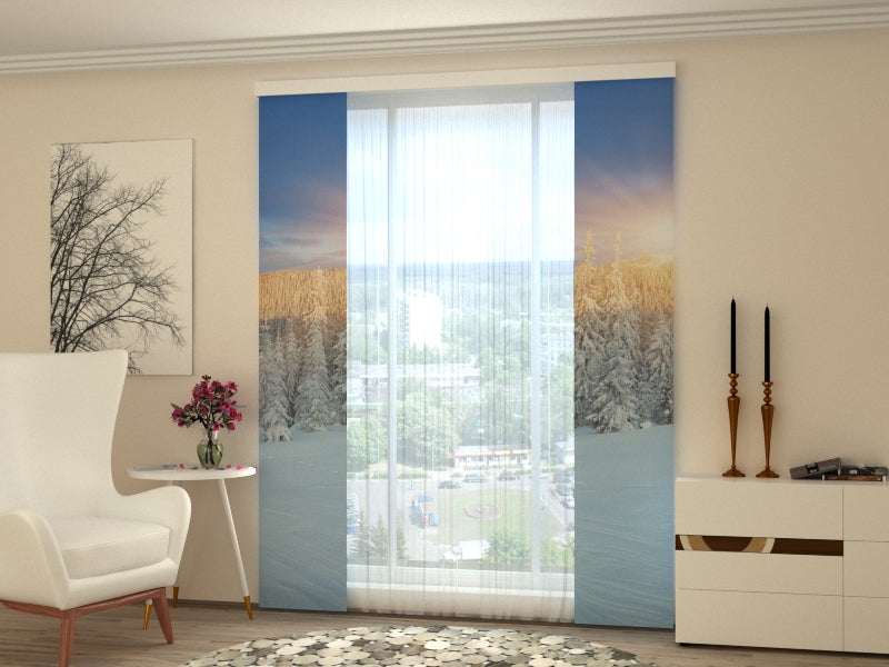 Set of 2 Panel Curtains Winter Sunrise - Wellmira