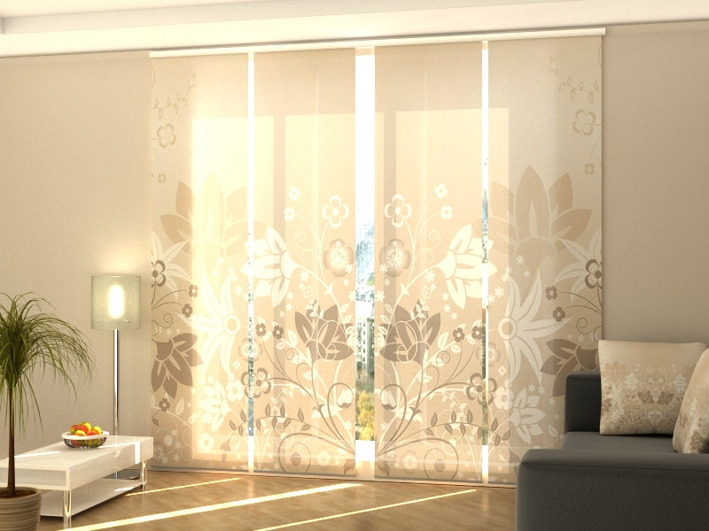 Rideau à Panneaux Coulissant Fleurs Abstraites de Designer