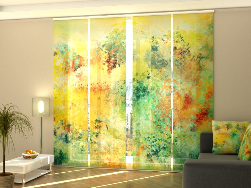 Sliding Panel Curtain Abstraction of Colorful Shades